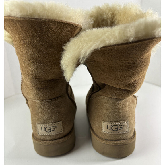 UGG Classic Cuff Short Boot Chestnut Brown Tan Sheepskin Suede Women's Size 7 - Picture 4 of 16
